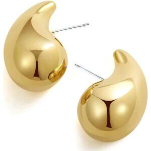 ⚡Gold Chunky Stud Earrings Unique Teardrop Shape Jewelry for Women Fashion Gift